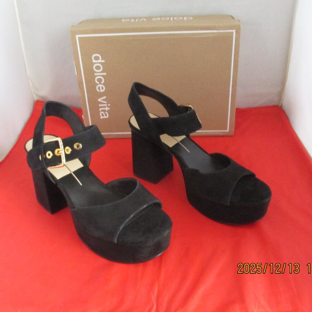 DOLCE VITA BOBBY HEELED SANDALS - $150 - US Size 11 - ONYX SUEDE - 1410 - Picture 6 of 10
